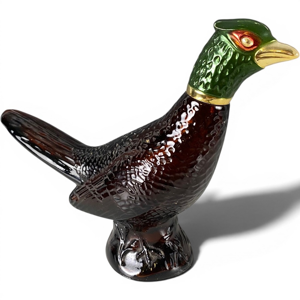 Vintage Avon Pheasant Decanter Oland After Shave Amber Glass Bird Bottle 5oz